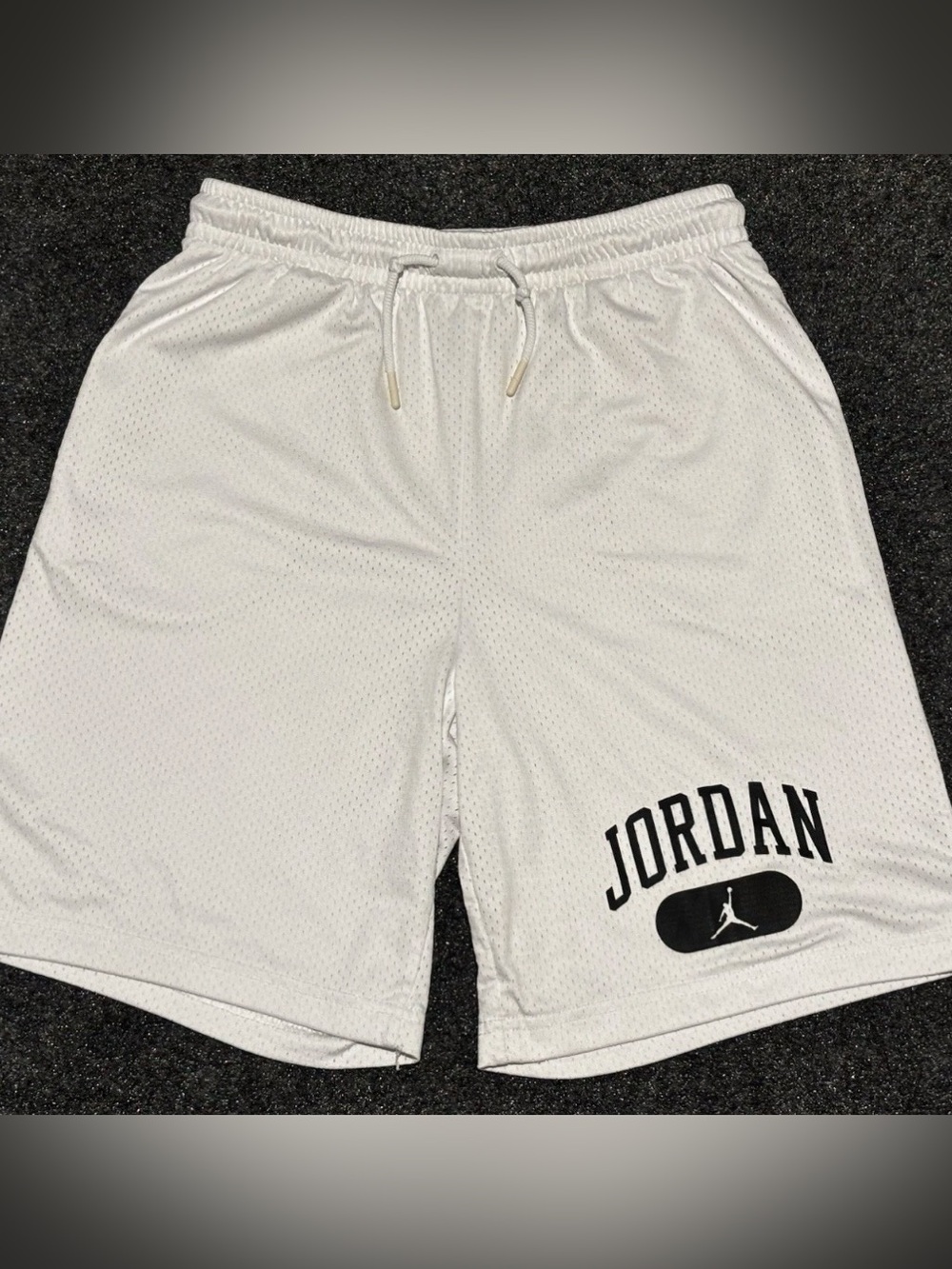 Nike Jordan White Mesh Athletic Shorts with Logo Sz M Youth (10-12 Years Old)